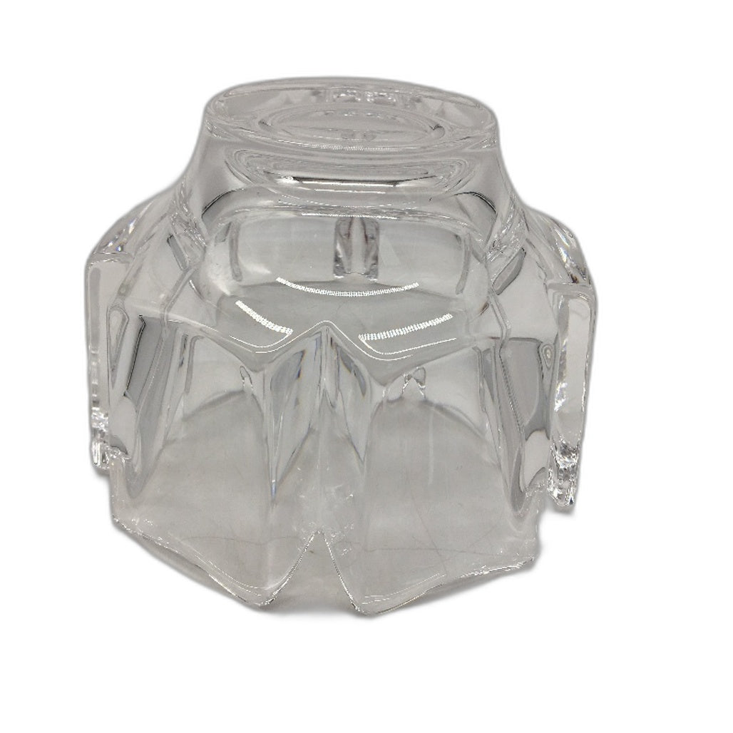 Orrefors Sweden Crystal Clear Glass Heavy Flower Faceded Bowl 12cm