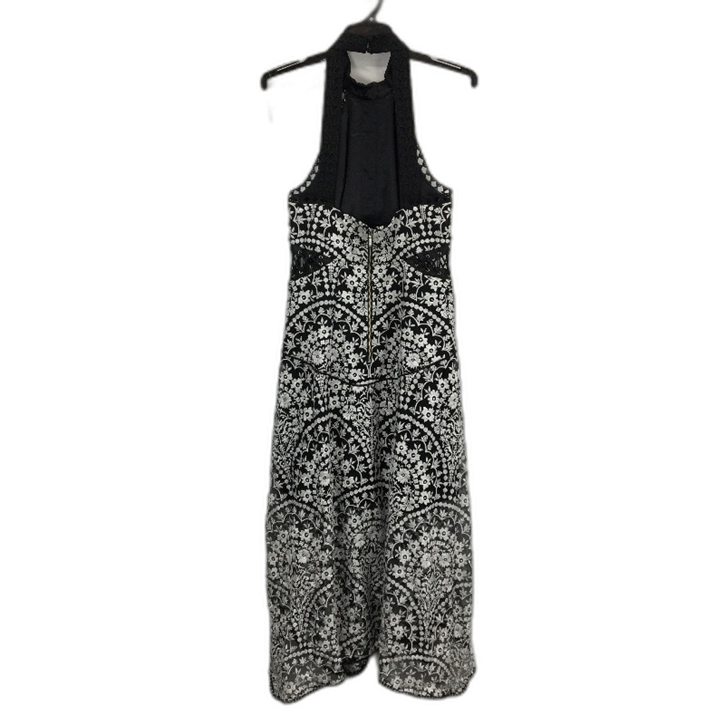 Forever New Black & White Floral Patterned High-Neck Midi Dress Ladies Size AU 8