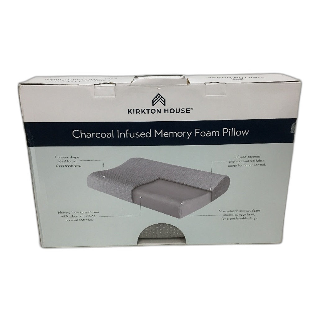 Kirkton House Contour Shape Grey Charcoal Infused Memory Foam Pillow NEW