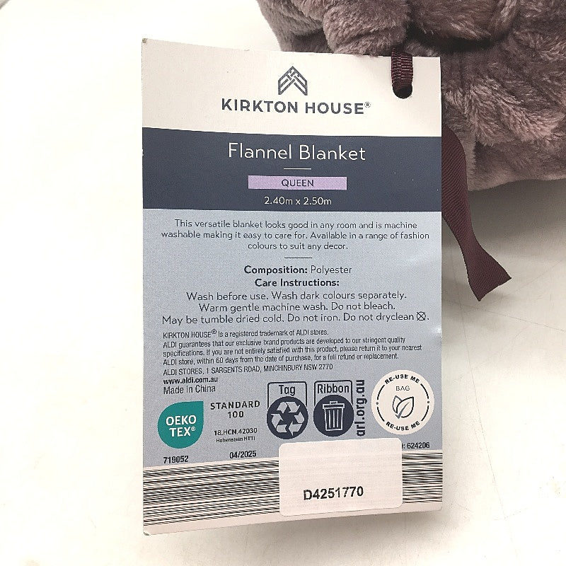 Kirkton House Purple Flannel Blanket Queen Size Soft Plush Throw Blanket NEW
