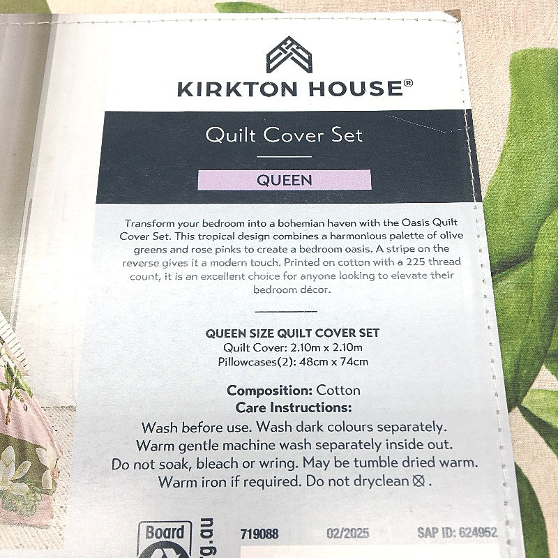 Kirkton House Multicoloured Floral Patterned Oasis Quilt Cover Set Queen Bed NEW