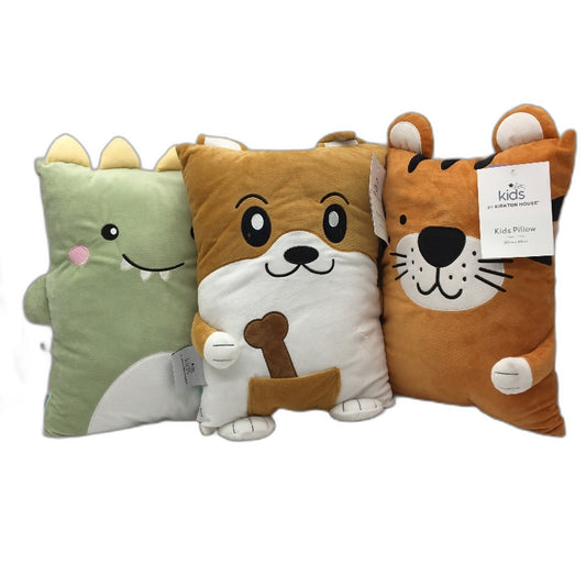 Kirkton House Kids 3 Pack Animal Pillows Dinosaur Corgi & Tiger Large Plushies