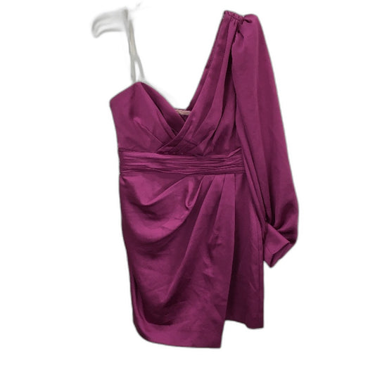 Forever New Magenta One-Shoulder Long Sleeve Mini Dress Ladies Size AU 8