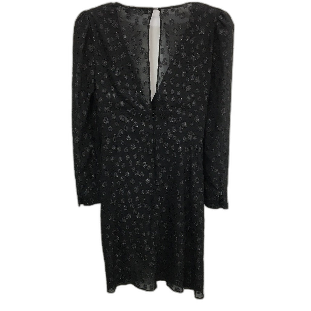 Forever New Black Sheer Patterned Long Sleeve Mini Dress Ladies Size Medium