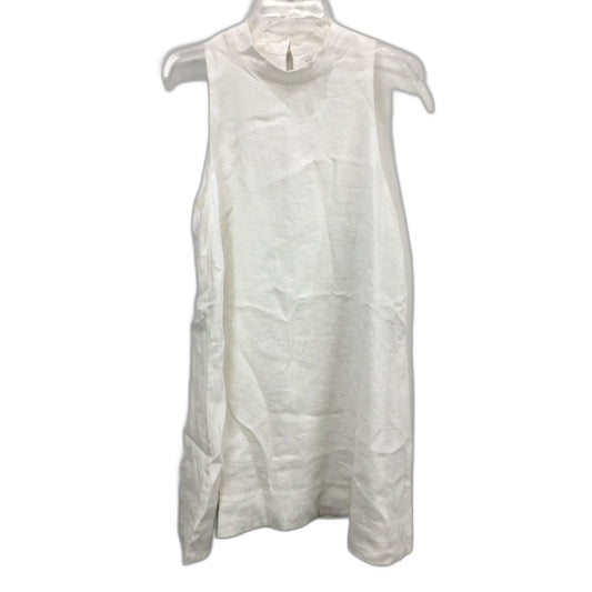 Forever New White High Neck Plain Straight Linen Mini Dress Ladies Size AU 14