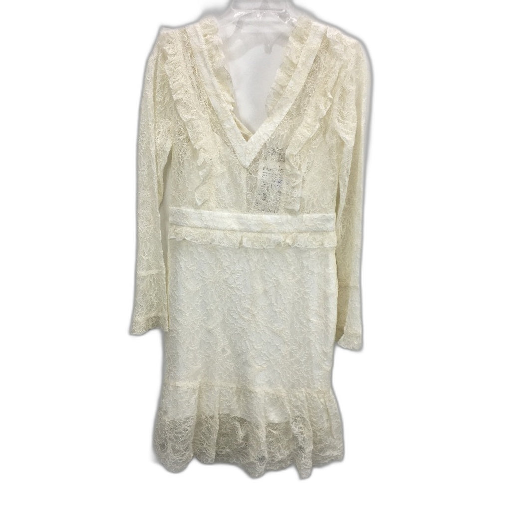 Forever New Cream Lace Patterned Long Sleeve Mini Dress Ladies Size AU 10