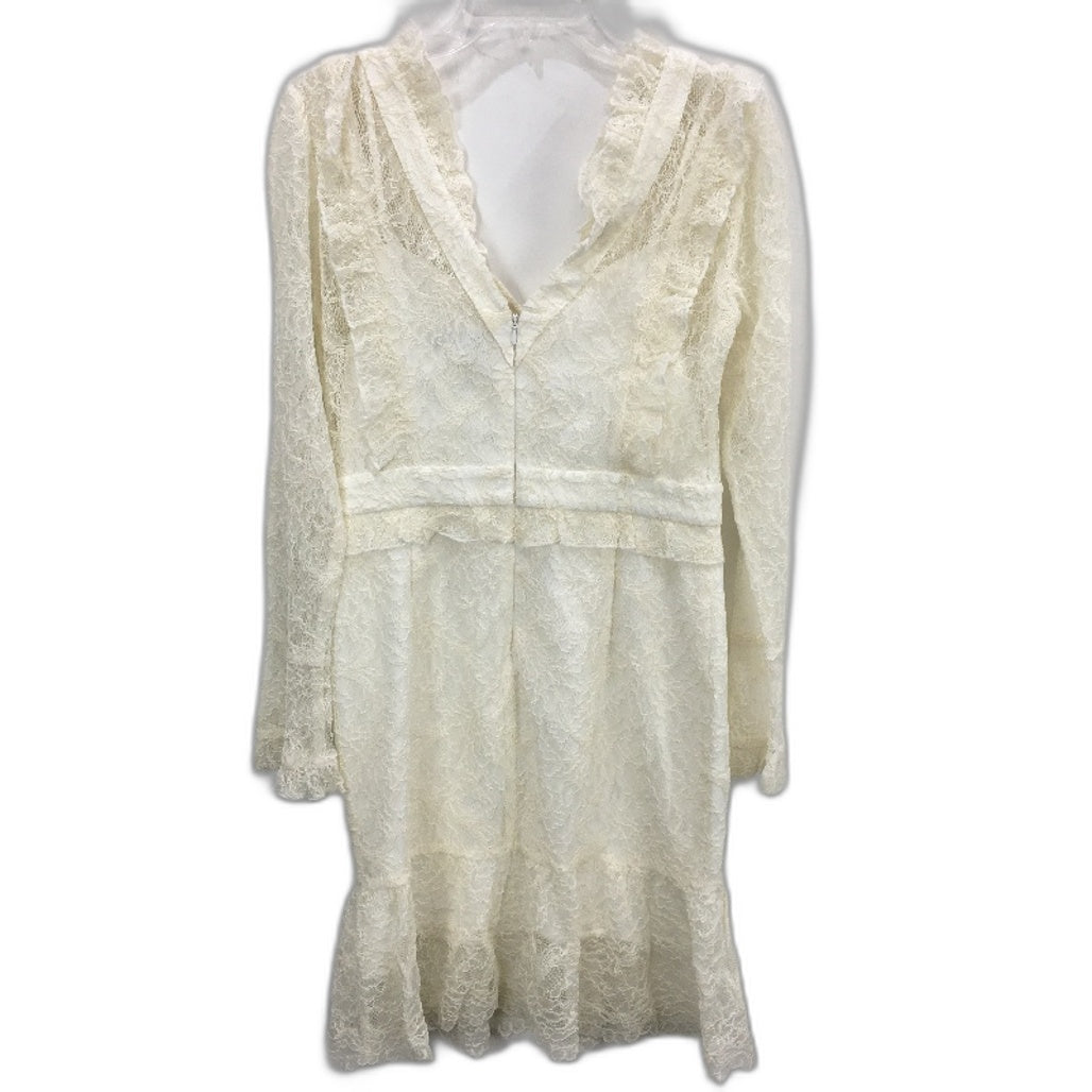 Forever New Cream Lace Patterned Long Sleeve Mini Dress Ladies Size AU 10