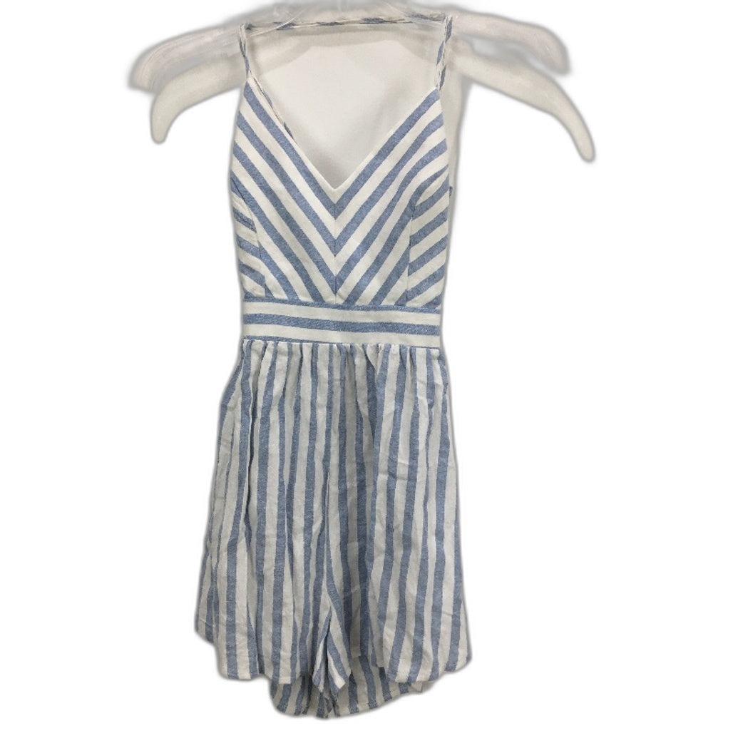 E-Lady Blue & White Tie Back Lightweight Pocketed Mini Jumpsuit Ladies Size AU 6