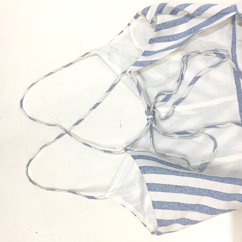 E-Lady Blue & White Tie Back Lightweight Pocketed Mini Jumpsuit Ladies Size AU 6