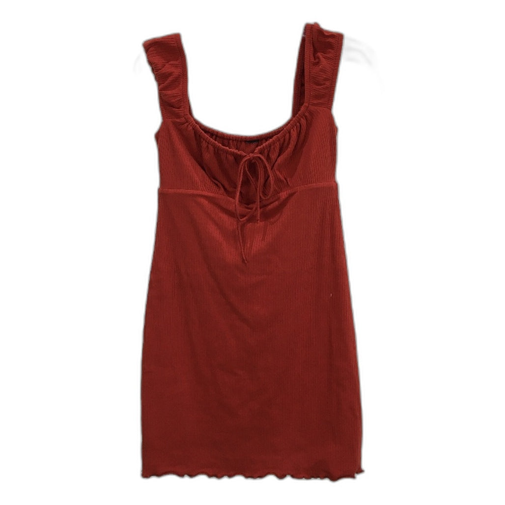 Forever New Red Ribbed Tie Front Lettuce Trim Mini Dress Ladies Size AU 8