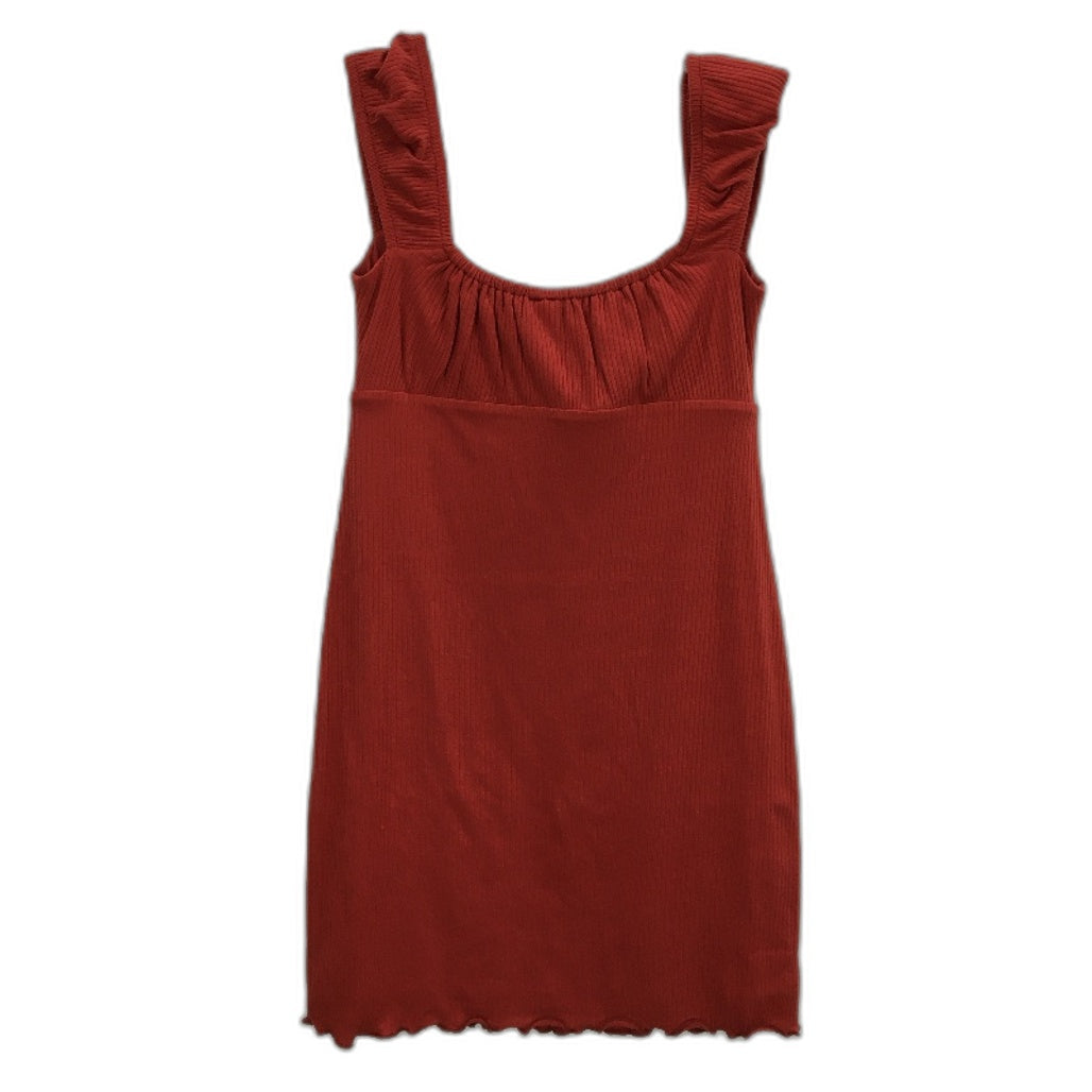 Forever New Red Ribbed Tie Front Lettuce Trim Mini Dress Ladies Size AU 8