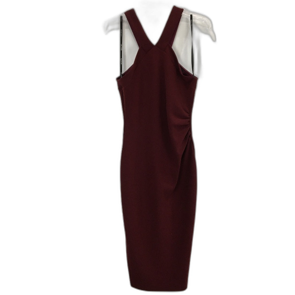 Forever New Burgundy High Neck Bodycon Split Midi Dress Ladies Size AU 10