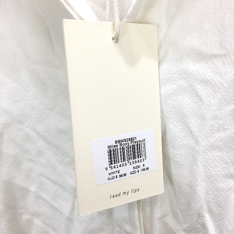 Subtitled White Linen Short Sleeve Button-Up 'Miles' Playsuit Ladies Size S NEW