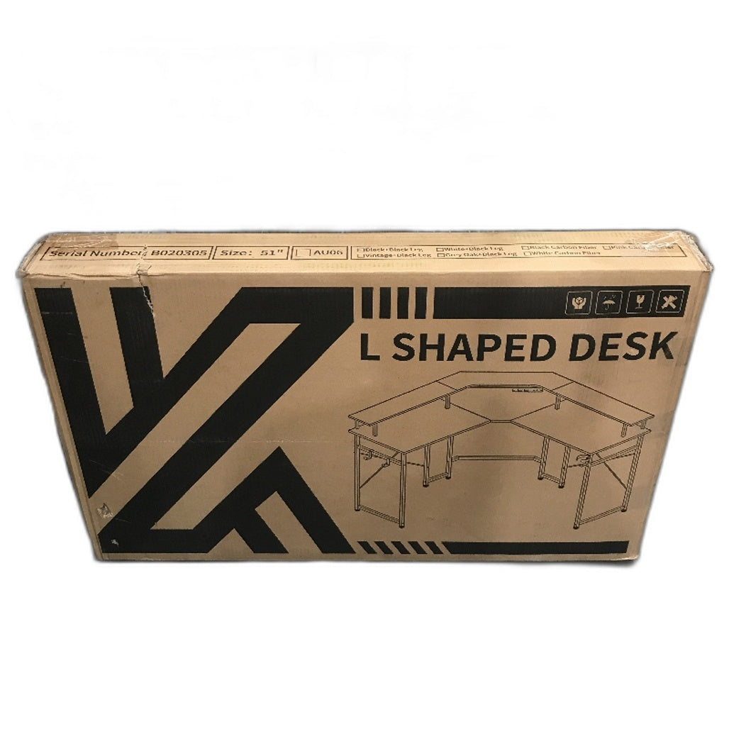 ODK L Shaped Computer Gaming Desk Monitor Surface Textured Black 51 Inch NEW