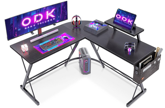 ODK L Shaped Computer Gaming Desk Monitor Stand Black 51 Inch NEW