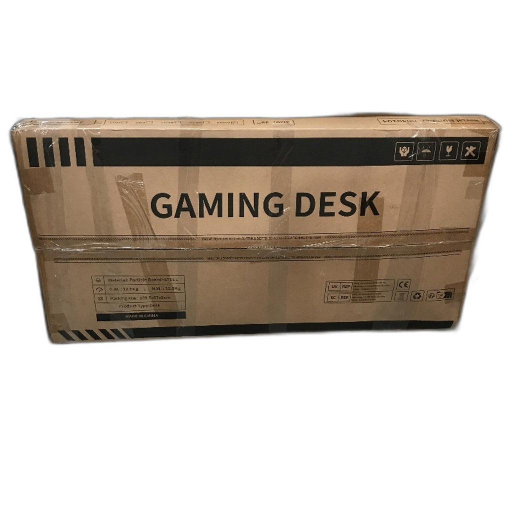 ODK Gaming Desk Power Outlets Monitor Shelf Headset Holder 39 Inch Black NEW