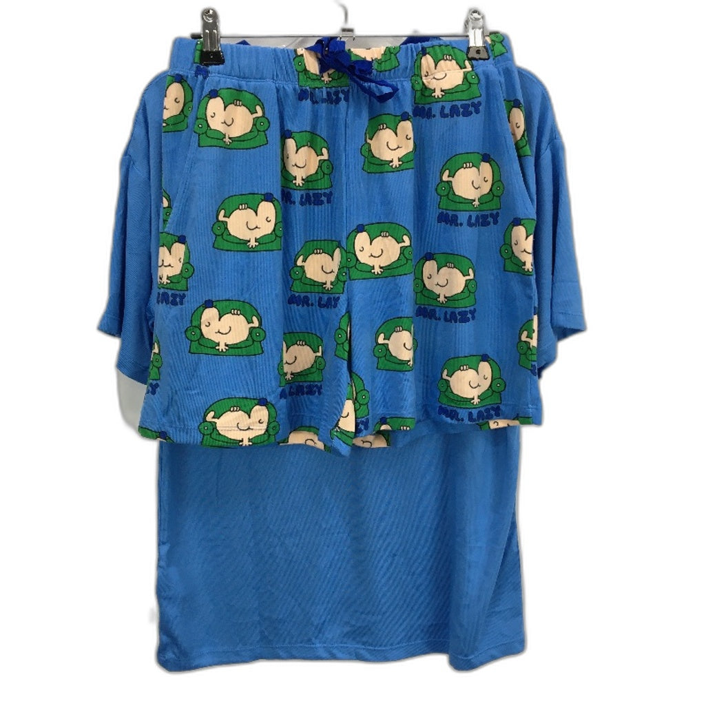 Peter Alexander Mr Lazy Soft Blue Shortsleeve Pyjama Set Boys Size AU 14 NEW