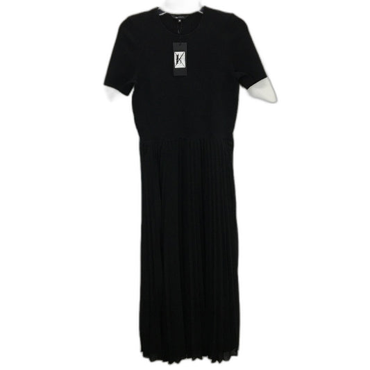 Portmans Anita Pleated Shortsleeve Black Midi Dress Ladies Size AU 10 NEW