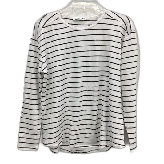 Just Jeans Luxe Longsleeve White Stripe Modal Crew Top Ladies Size Small NEW