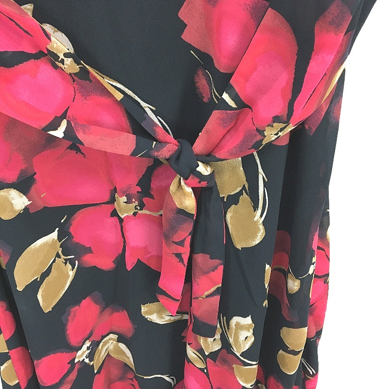Jacqui E Ophelia Red and Black Floral Midi Dress Ladies Size AU 12 NEW