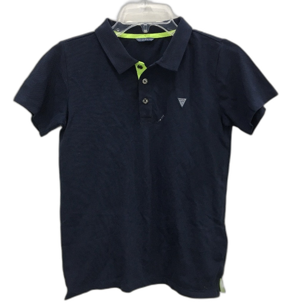 GUESS Eco Logo Navy Blue Cotton Polo Shirt Boys Size AU 12 NEW