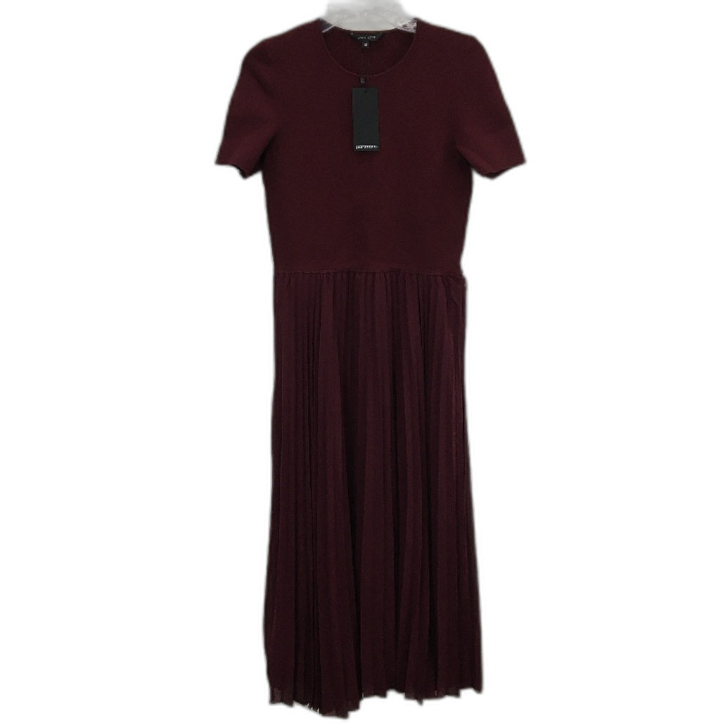 Portmans Anita Pleated Shortsleeve Shiraz Red Midi Dress Ladies Size AU 10 NEW