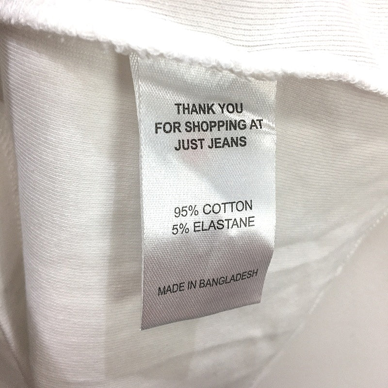 Just Jeans Farah Pocket White Crew Neck Cotton Tee Ladies Size Medium NEW