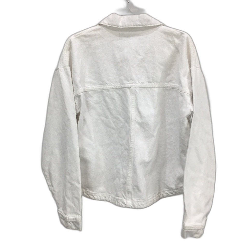 ZARA White 100% Cotton Denim Button Down Collared Shirt Jacket Mens Size S