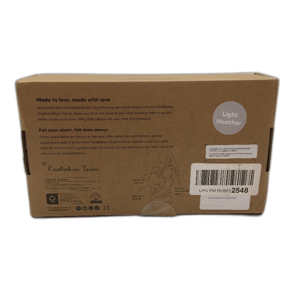 KeaBabies Light Heather Grey Lightweight Breathable Original Baby Wrap Carrier