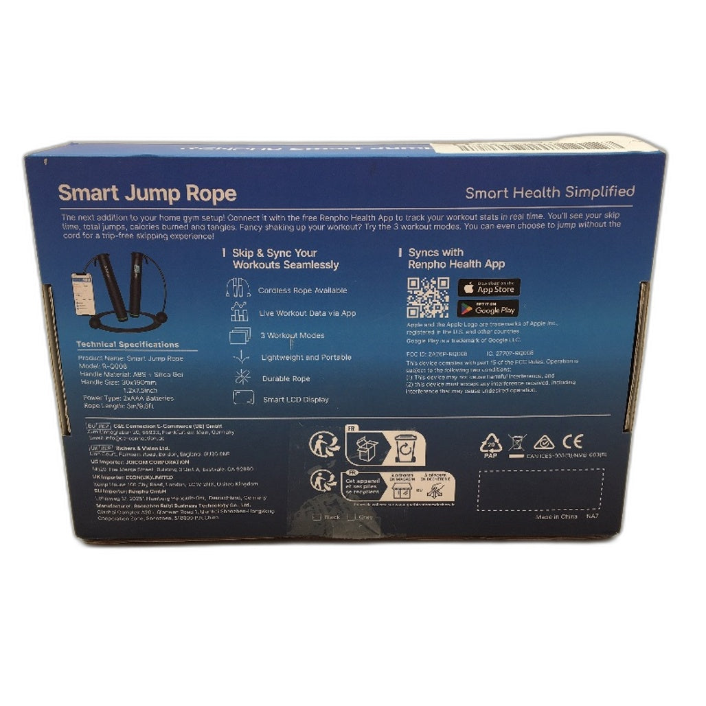 Renpho Adjustable Smart Cordless Jump Rope For Fitness With App Data Analysis
