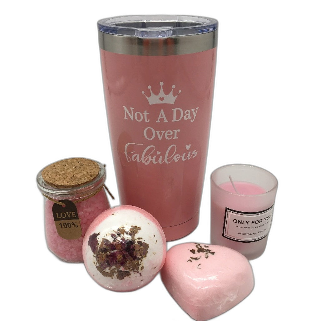 Pink Birthday Self Care Relaxing Spa Gift Set Tumbler For Her Mum Wife Girl NEW