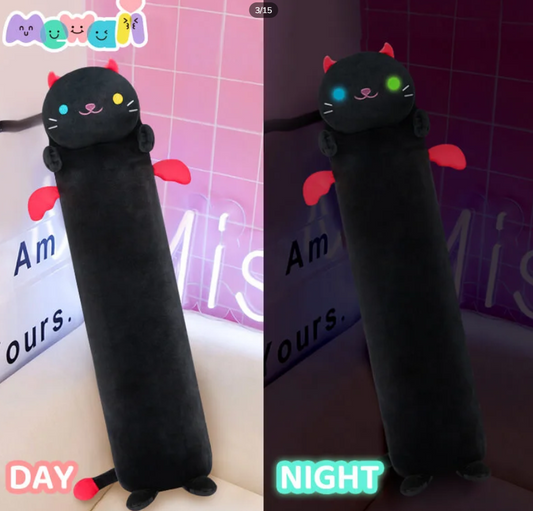 Mewaii Black Devil Cat Luminescence Plush Soft Long Body Pillow 28 Inch 70CM