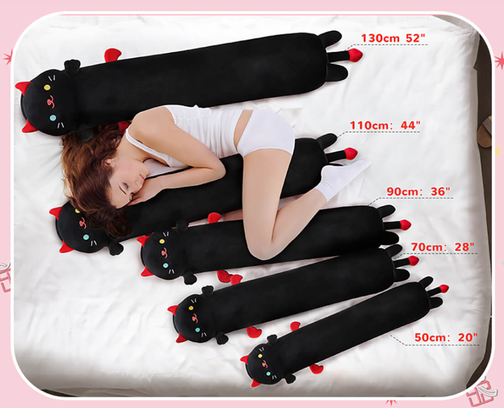 Mewaii Black Devil Cat Luminescence Plush Soft Long Body Pillow 28 Inch 70CM
