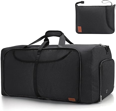 Vogshow Black Foldable 150L Extra Large Waterproof Duffle Bag Shoulder Strap NEW