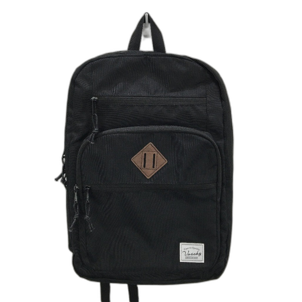 Vaschy Unisex Black Casual Lightweight Large Waterproof Durable School Backpack