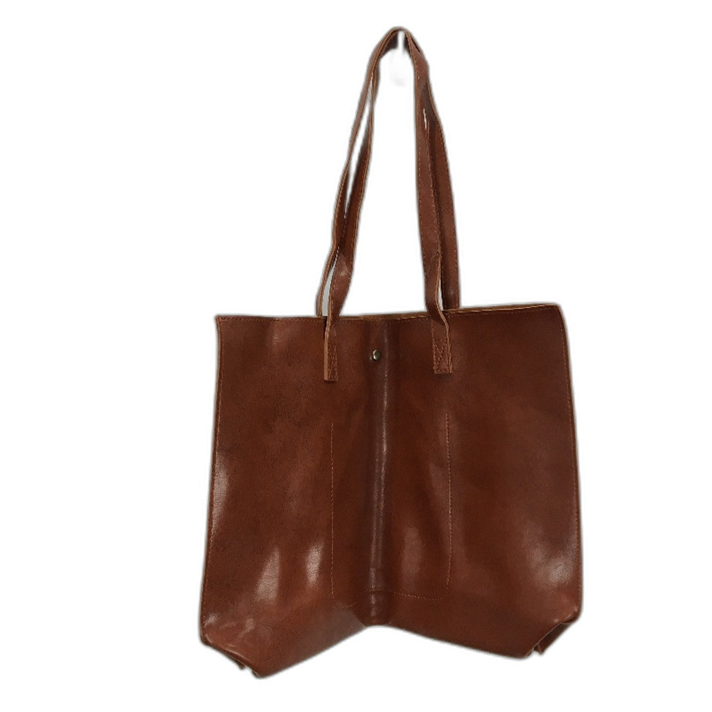 Dreubea Brown Soft Faux Leather Tote Tassel Handbag Shoulder Bag Womens NEW