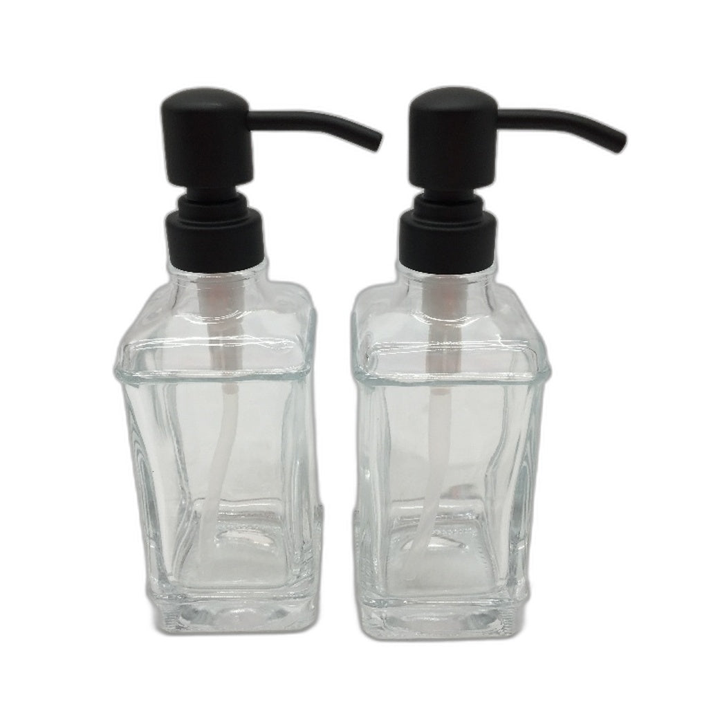 GLADPURE 2 Pack Thick Glass Soap Dispenser 18Oz With Stainless Steel Pump