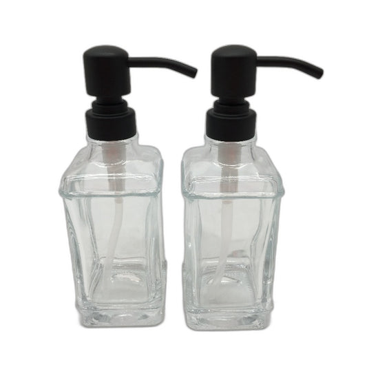 GLADPURE 2 Pack Thick Glass Soap Dispenser 18Oz With Stainless Steel Pump