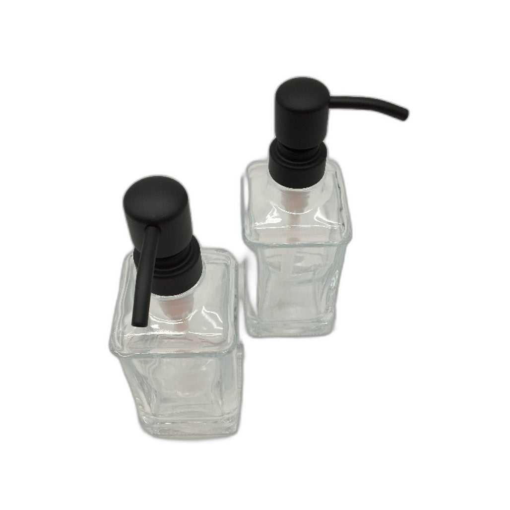 GLADPURE 2 Pack Thick Glass Soap Dispenser 18Oz With Stainless Steel Pump