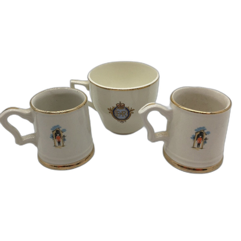 VINTAGE 3 Pce British Royal Commemorative Cups Inc Queen Elizabeth 1953