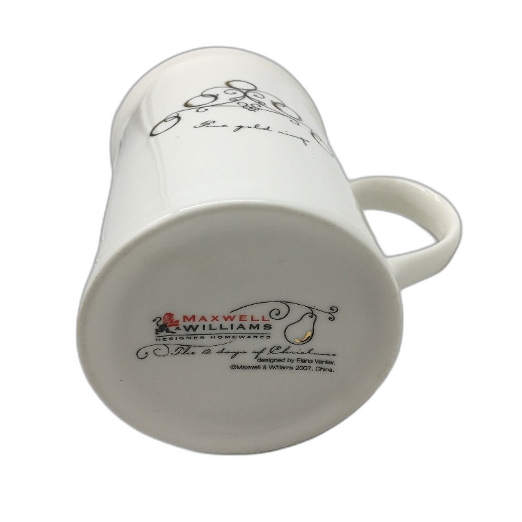 Maxwell Williams 4x 2003 1x 2007 12 Days Of Christmas White Gold Accented Mugs