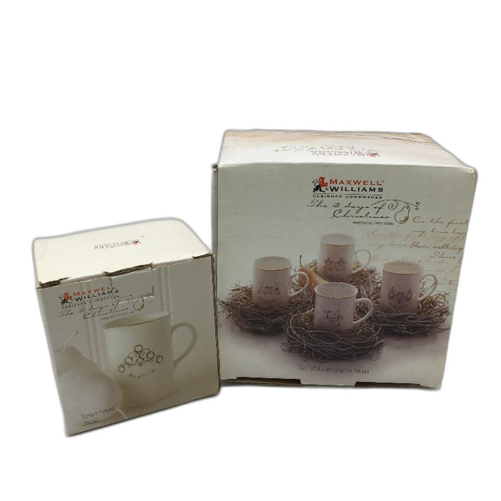 Maxwell Williams 4x 2003 1x 2007 12 Days Of Christmas White Gold Accented Mugs