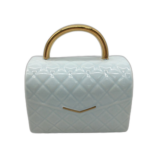 Mingyi CN Light Blue Gold Accented Ceramic Purse Mug 385ml NEW