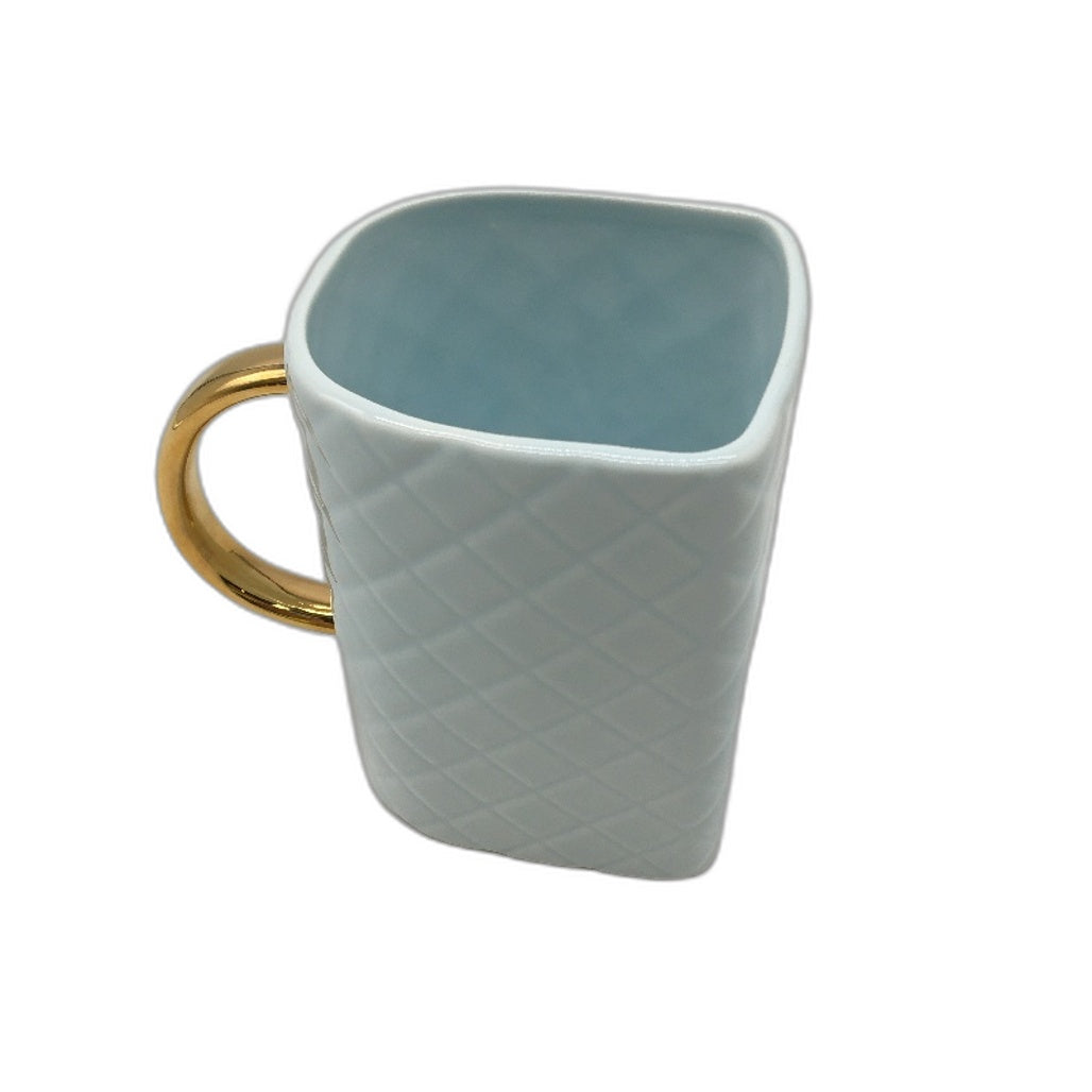 Mingyi CN Light Blue Gold Accented Ceramic Purse Mug 385ml NEW