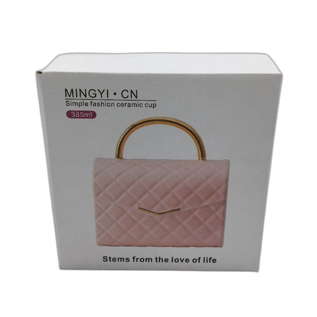 Mingyi CN Light Blue Gold Accented Ceramic Purse Mug 385ml NEW