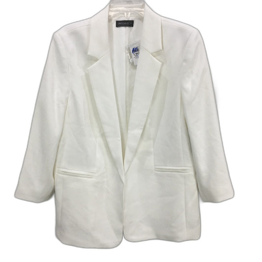 Jacqui E Milk White Button Detail Crepe Open Blazer Ladies Size 14 NEW