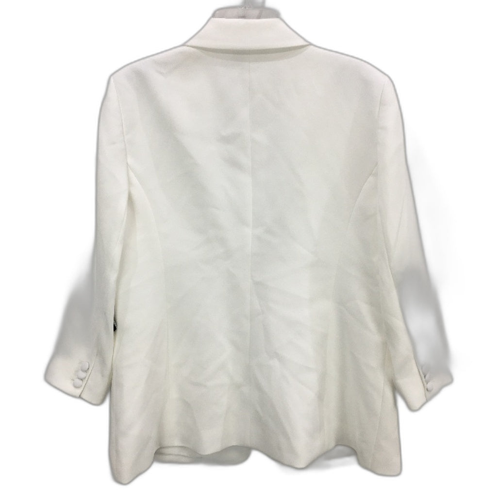 Jacqui E Milk White Button Detail Crepe Open Blazer Ladies Size 14 NEW