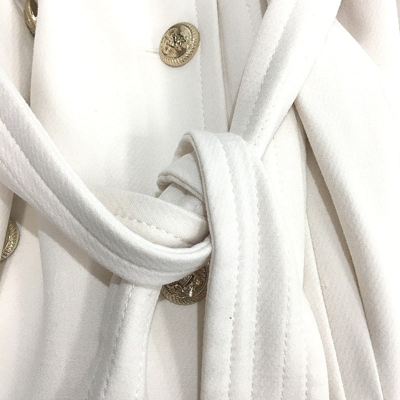 Portmans Chalk White Gold Accent Valentina Double Breasted Coat Ladies Sz 6 NEW