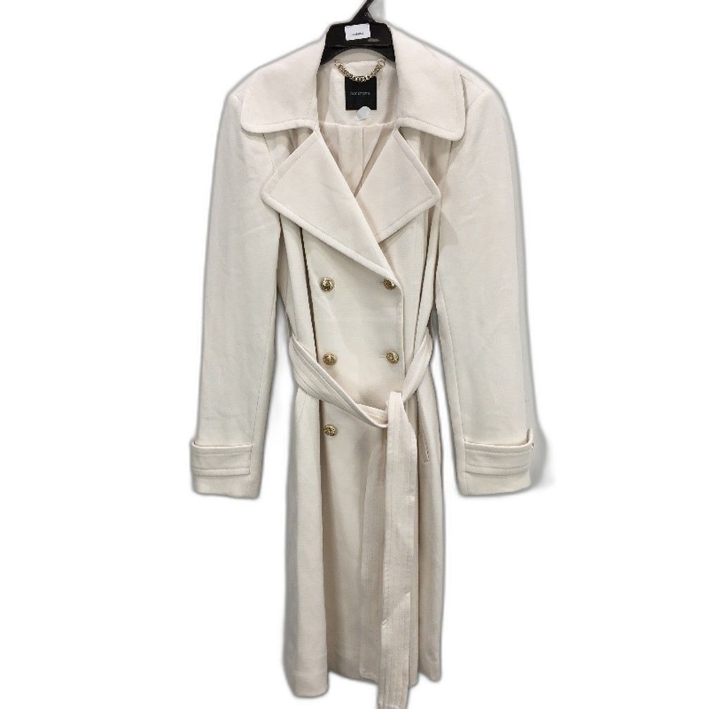 Portmans Chalk White Gold Accent Valentina Double Breasted Coat Ladies Sz 16 NEW