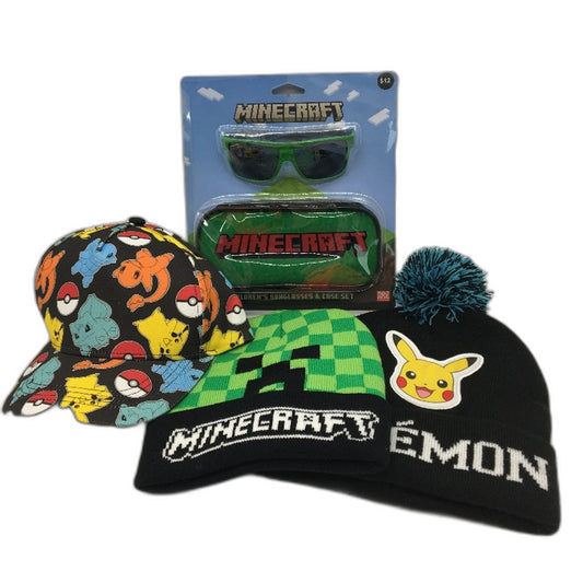 Target Gaming 4 Piece Pokemon & Minecraft Cap & Accessory 4-6Yrs Kids Pack NEW